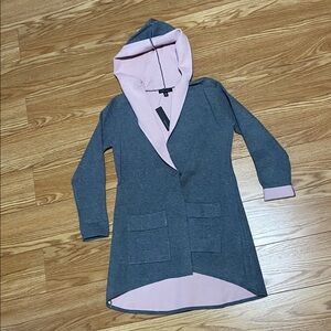 Parkhurst Gray and Pink Hooded Cardigan